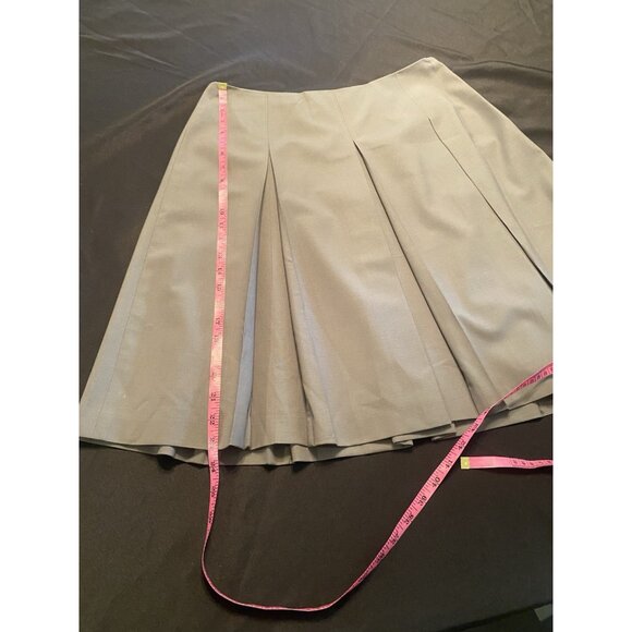 TALBOTS Women 95% Wool Career Box Pleated Skirt Lined Green Petites SZ 12 Preppy - Picture 7 of 7